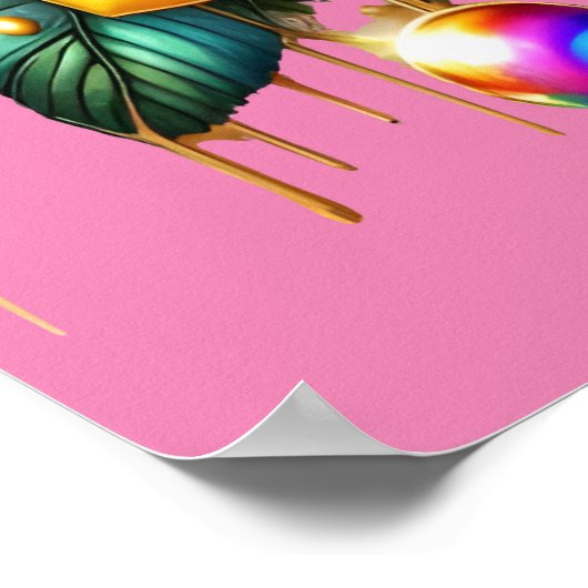 Bezauberndes Bouquet mit goldenen Rose und Herz 18 Poster (Ecke)