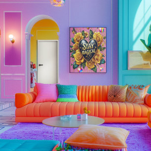 Bezauberndes Bouquet mit goldenen Rose und Herz 18 Poster