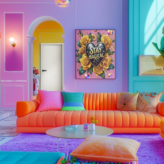 Bezauberndes Bouquet mit goldenen Rose und Herz 18 Poster