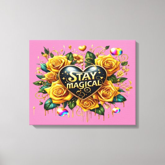 Bezauberndes Bouquet mit goldenen Rose und Herz 20 Leinwanddruck (Vorderseite)