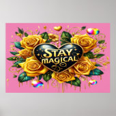 Bezauberndes Bouquet mit goldenen Rose und Herz 36 Poster (Vorne)