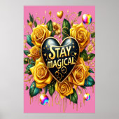 Bezauberndes Bouquet mit goldenen Rose und Herz 40 Poster (Vorne)