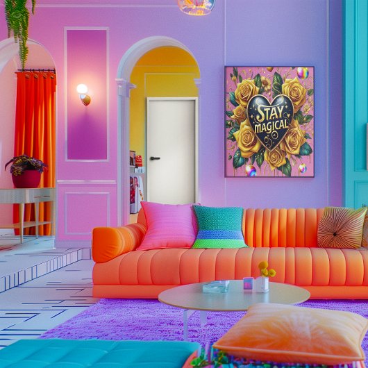 Bezauberndes Bouquet mit goldenen Rose und Herz 40 Poster