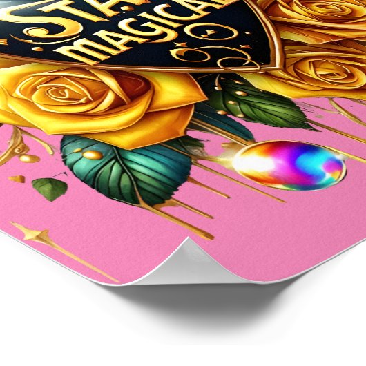 Bezauberndes Bouquet mit goldenen Rose und Herz 8x Poster (Ecke)