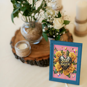 Bezauberndes Bouquet mit goldenen Rose und Herz 8x Poster