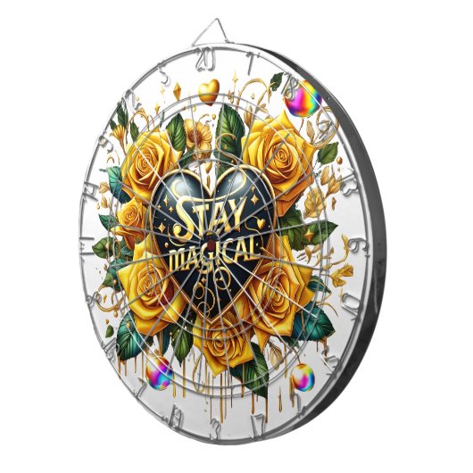 Bezauberndes Bouquet mit goldenen Rose und Herz Dartscheibe (Vorderseite rechts)