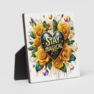 Bezauberndes Bouquet mit goldenen Rose und Herz Fotoplatte