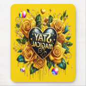 Bezauberndes Bouquet mit goldenen Rose und Herz Mousepad (Vorne)