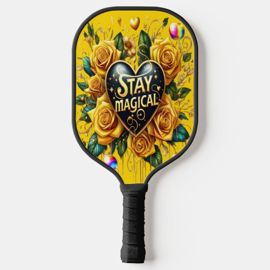 Bezauberndes Bouquet mit goldenen Rose und Herz Pickleball Schläger (Rückseite)