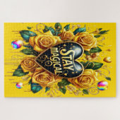 Bezauberndes Bouquet mit goldenen Rose und Herz Puzzle (Horizontal)
