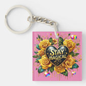 Bezauberndes Bouquet mit goldenen Rose und Herz Schlüsselanhänger (Vorderseite)