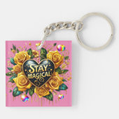 Bezauberndes Bouquet mit goldenen Rose und Herz Schlüsselanhänger (Rückseite)