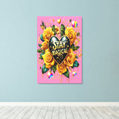 Bezauberndes Bouquet mit goldenen Rose und Herzens Leinwanddruck (Insitu (Holzboden))