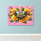 Bezauberndes Bouquet mit goldenen Rose und Herzens Leinwanddruck (Insitu (Holzboden))