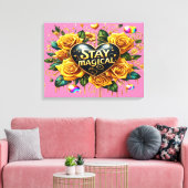 Bezauberndes Bouquet mit goldenen Rose und Herzens Leinwanddruck (Insitu (Wohnzimmer))