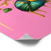 Bezauberndes Bouquet mit goldenen Rose und Herzens Poster (Ecke)