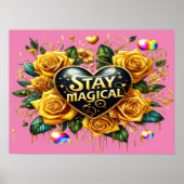 Bezauberndes Bouquet mit goldenen Rose und Herzens Poster (Vorne)