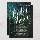 Bezauberndes Brautparty der Waldbäume mit Lichtern Einladung (Vorne/Hinten)