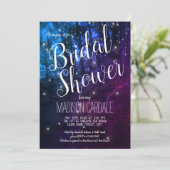 Bezauberndes Brautparty der Waldbäume mit Lichtern Einladung (Stehend Vorderseite)