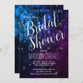 Bezauberndes Brautparty der Waldbäume mit Lichtern Einladung (Vorne/Hinten)