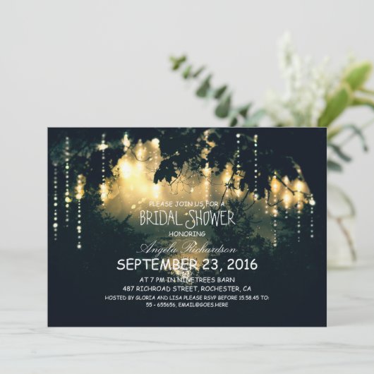 Bezauberndes Brautparty mit Lichteffekten Einladung (Stehend Vorderseite)