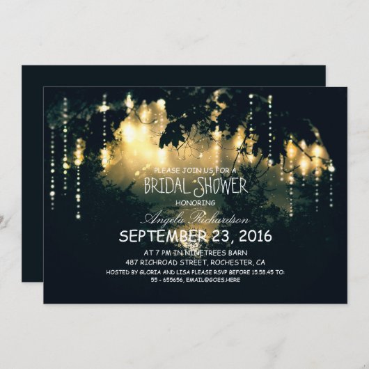 Bezauberndes Brautparty mit Lichteffekten Einladung (Vorne/Hinten)