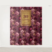 Bezauberndes Burgundy Blush Gold Boho 30. Geburtst Wandteppich (Vorderseite)