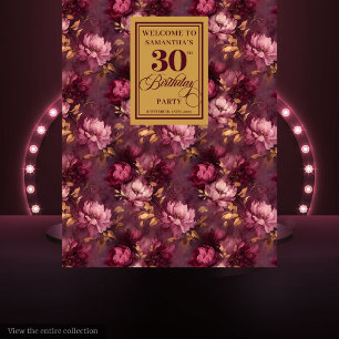 Bezauberndes Burgundy Blush Gold Boho 30. Geburtst Wandteppich
