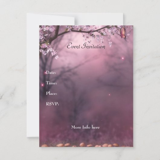 Bezauberndes Cherry Blossom Garden Butterfly Event Einladung (Rückseite)