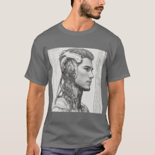 Bezauberndes Cyborg: Minimalistisches Line Art Des T-Shirt