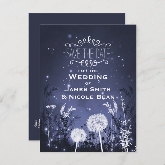 Bezauberndes Datum der doppelten Sky Stars & Folia Ankündigungspostkarte (Vorne/Hinten)