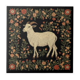 Bezauberndes Design von Ziegen und Blumen Fliese