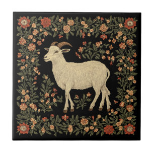 Bezauberndes Design von Ziegen und Blumen Fliese