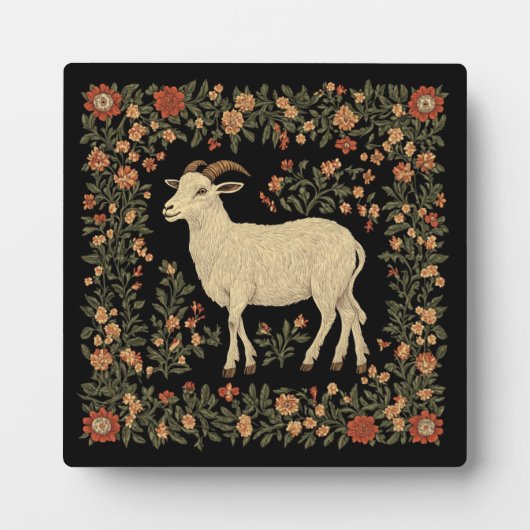 Bezauberndes Design von Ziegen und Blumen Fotoplatte (Vorderseite)