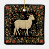 Bezauberndes Design von Ziegen und Blumen Keramikornament (Rückseite)