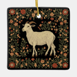 Bezauberndes Design von Ziegen und Blumen Keramikornament