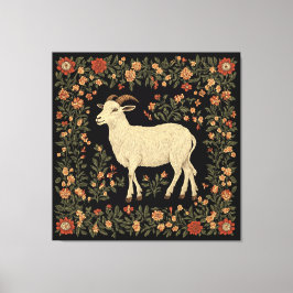 Bezauberndes Design von Ziegen und Blumen Leinwanddruck