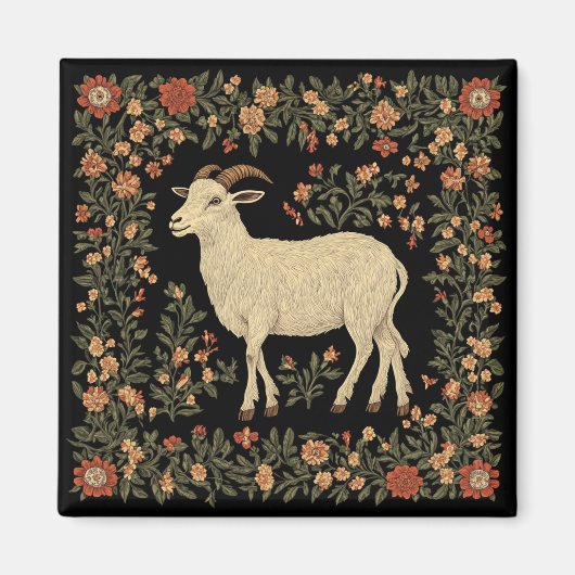 Bezauberndes Design von Ziegen und Blumen Magnet (Vorne)