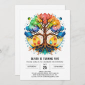 Bezauberndes digitales Baum zum Geburtstag Einladung (Vorne/Hinten)