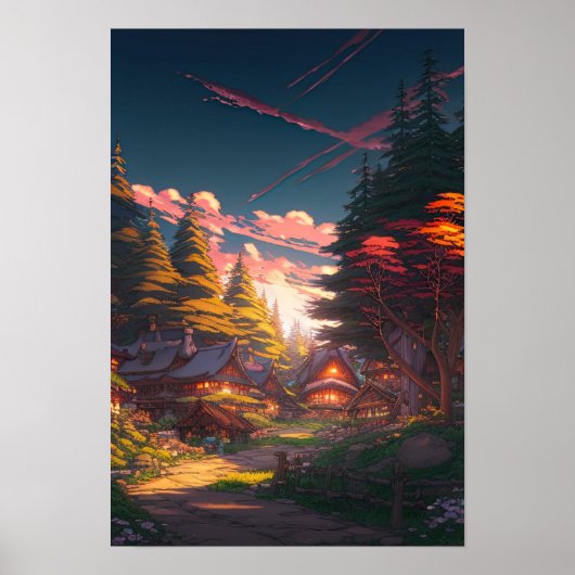 Bezauberndes Dorf, ein verstecktes Gedicht im Wald Poster (Vorne)