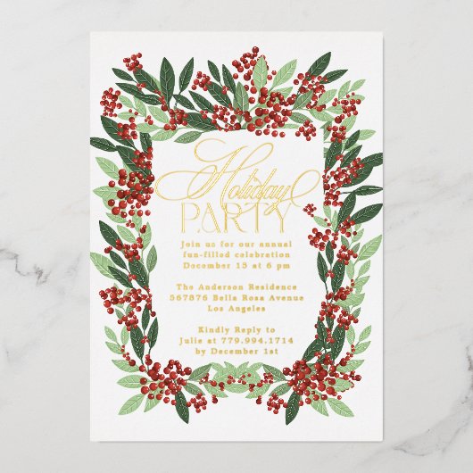 Bezauberndes Elegance Botanisches Weihnachtsfest P Folieneinladung (Vorderseite)