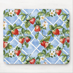 Bezauberndes Erdbeermuster & Leaf Muster - Vintag  Mousepad
