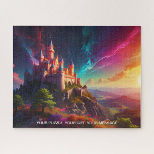 Bezauberndes Fantasy-Schloss auf dem Hügel Puzzle