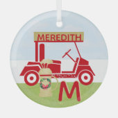 Bezauberndes farbiges Rotes Gold-Namensmonogramm Ornament Aus Glas (Vorderseite)