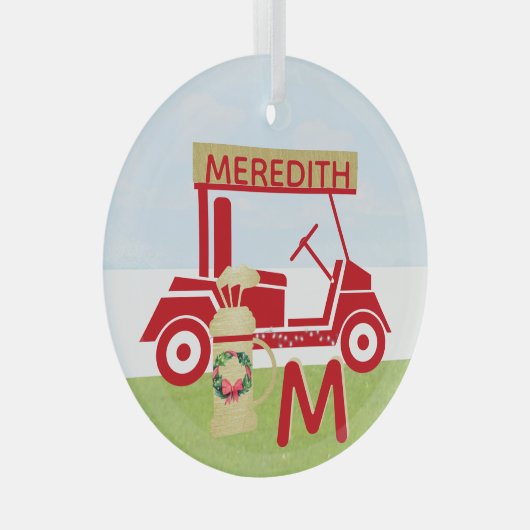 Bezauberndes farbiges Rotes Gold-Namensmonogramm Ornament Aus Glas (Vorderseite Rechts)