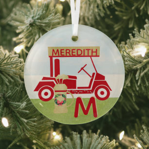 Bezauberndes farbiges Rotes Gold-Namensmonogramm Ornament Aus Glas