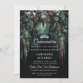 Bezauberndes Forest Arch Fairytale Floral Quinceñe Einladung (Vorderseite)