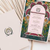 Bezauberndes Forest Art Déco Hochzeit Einladung