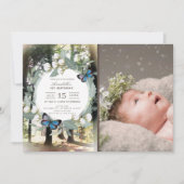 Bezauberndes Forest Butterfly Foto 1. Geburtstag Einladung (Vorderseite)