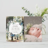 Bezauberndes Forest Butterfly Foto 1. Geburtstag Einladung (Stehend Vorderseite)